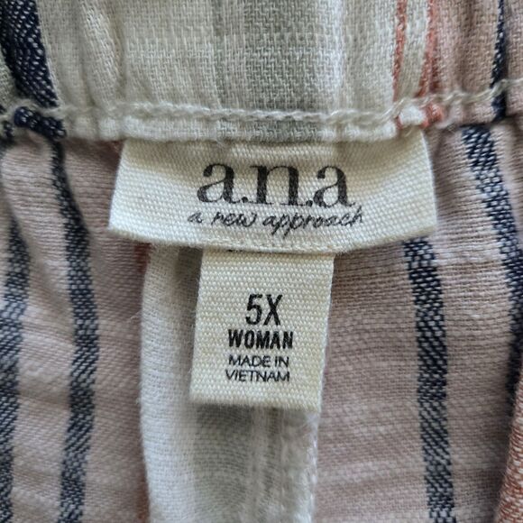 NWT A.N.A. Multi Striped Linen-Blend Wide-Leg Crop Casual Pants Women's Size 5X - Picture 7 of 9